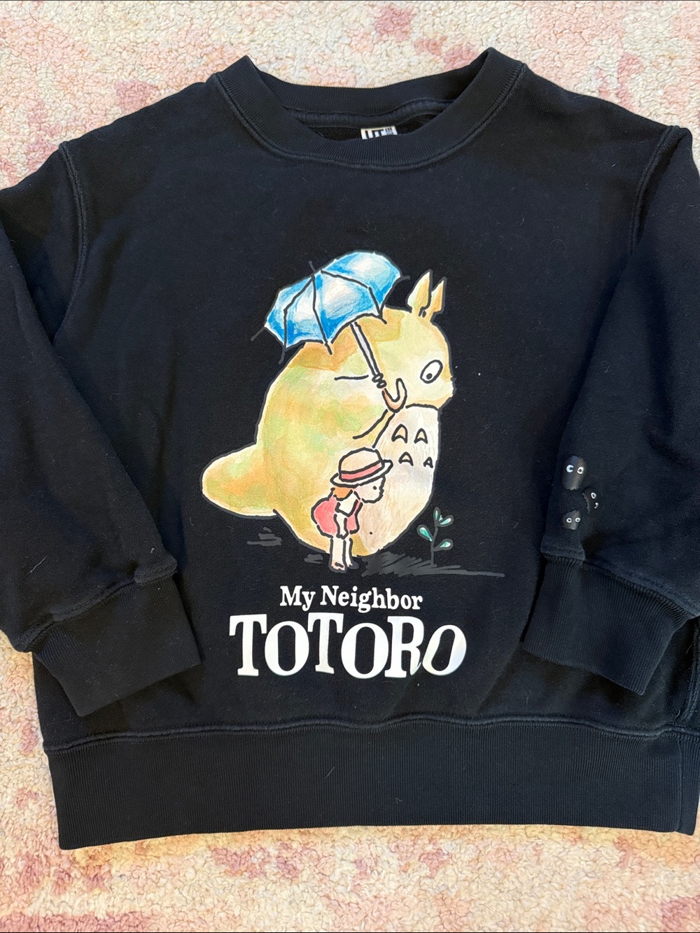 My Neighbor Totoro Black Graphic Crewneck Sweatshirt - Uniqlo kids Size 3/4
